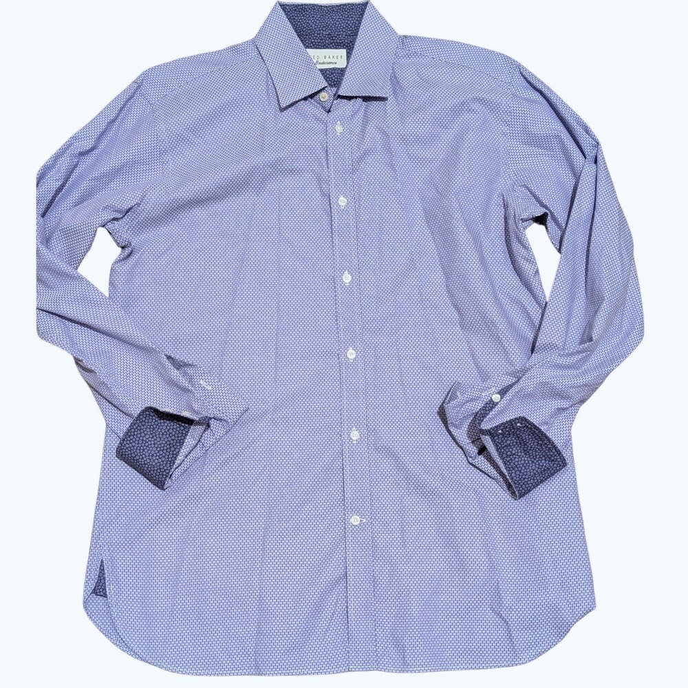 Ted Baker Endurance Mens 16 34/35 Purple Patterned Dress Shirt